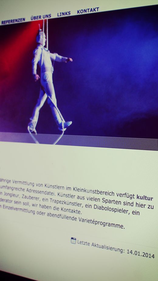 Ansicht TYPO3 Website für Eventmanagement